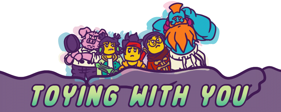 A header image of the Mk gang from the previous picture. Below them are now the words 'Toying With You'.