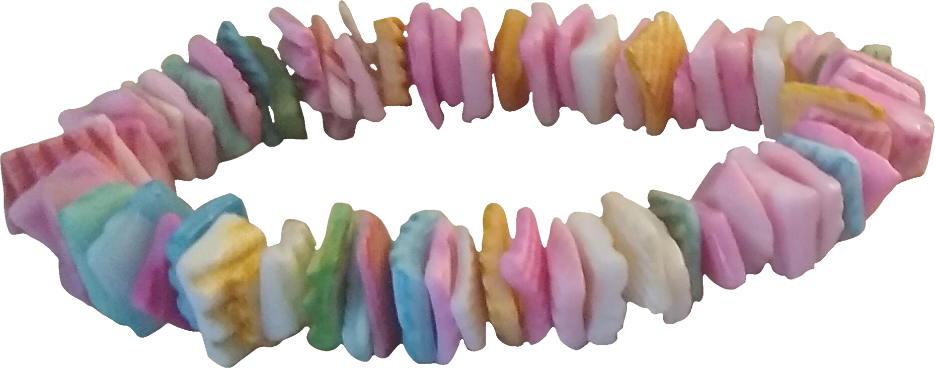 pastel slabs banded together to make a bracelet